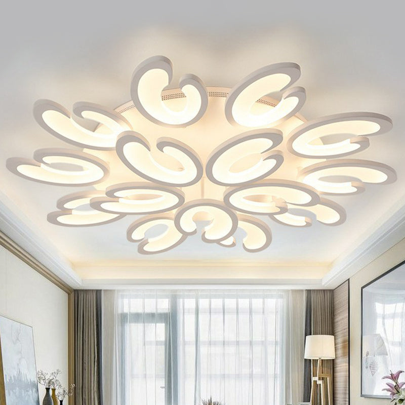 White Wing Ceiling LED Light: Minimalist Acrylic Semi Flush Mount for Living Room