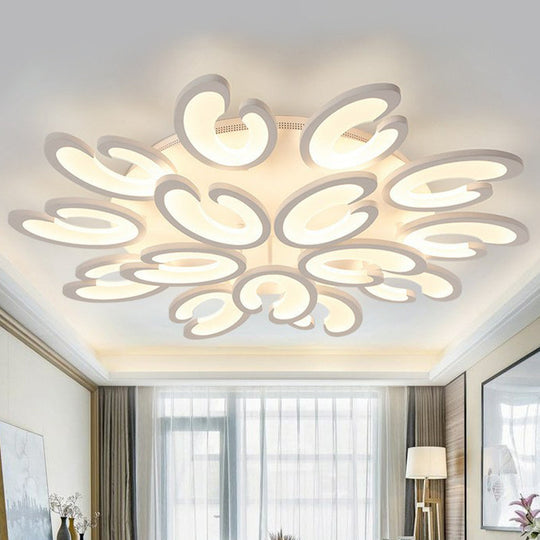 White Wing Ceiling Led Light: Minimalist Acrylic Semi Flush Mount For Living Room