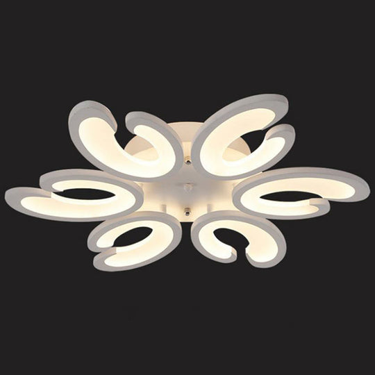 White Wing Ceiling LED Light: Minimalist Acrylic Semi Flush Mount for Living Room