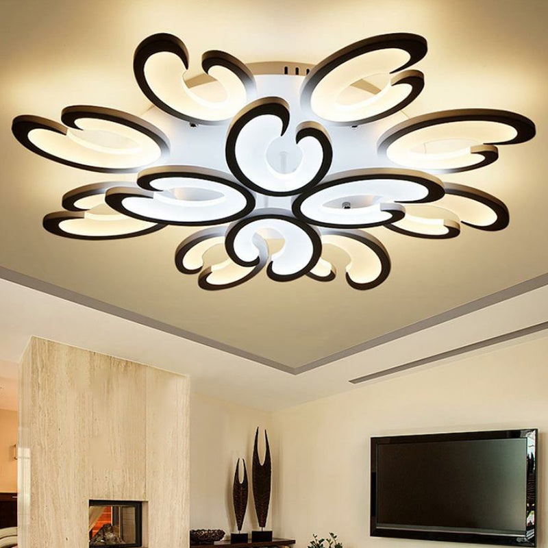 White Wing Ceiling LED Light: Minimalist Acrylic Semi Flush Mount for Living Room