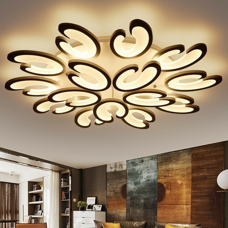 White Wing Ceiling LED Light: Minimalist Acrylic Semi Flush Mount for Living Room