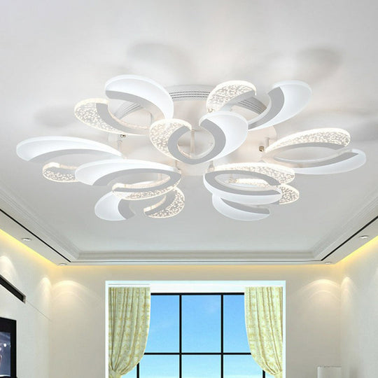 LED White Flush Ceiling Light – Stylish V-Shaped Acrylic Fixture for Modern Living Room