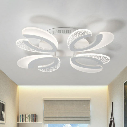 LED White Flush Ceiling Light – Stylish V-Shaped Acrylic Fixture for Modern Living Room