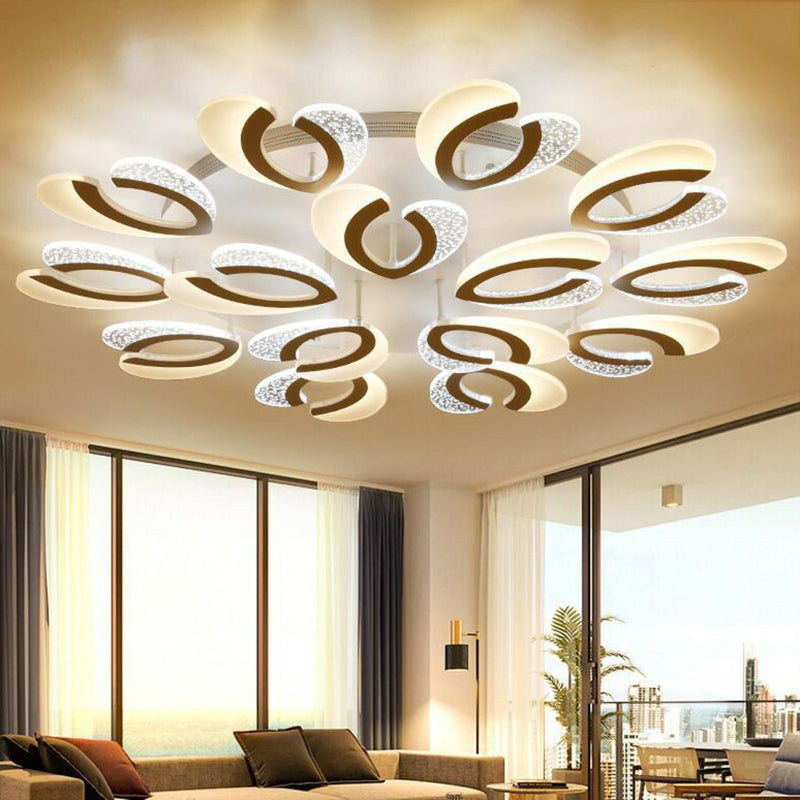 LED White Flush Ceiling Light – Stylish V-Shaped Acrylic Fixture for Modern Living Room