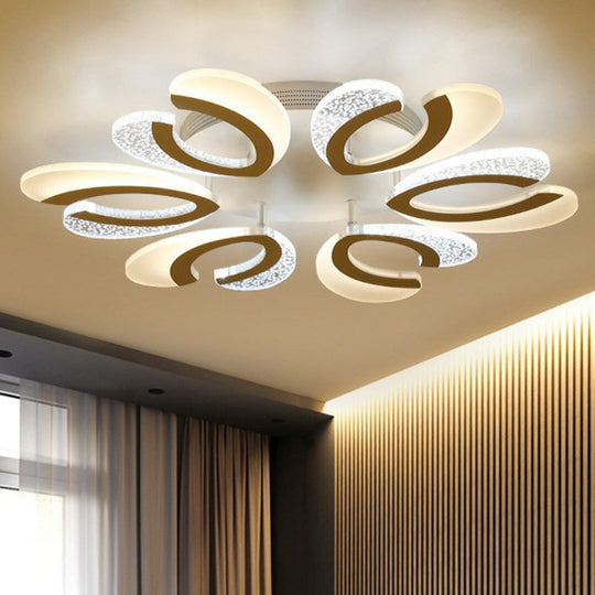 LED White Flush Ceiling Light – Stylish V-Shaped Acrylic Fixture for Modern Living Room