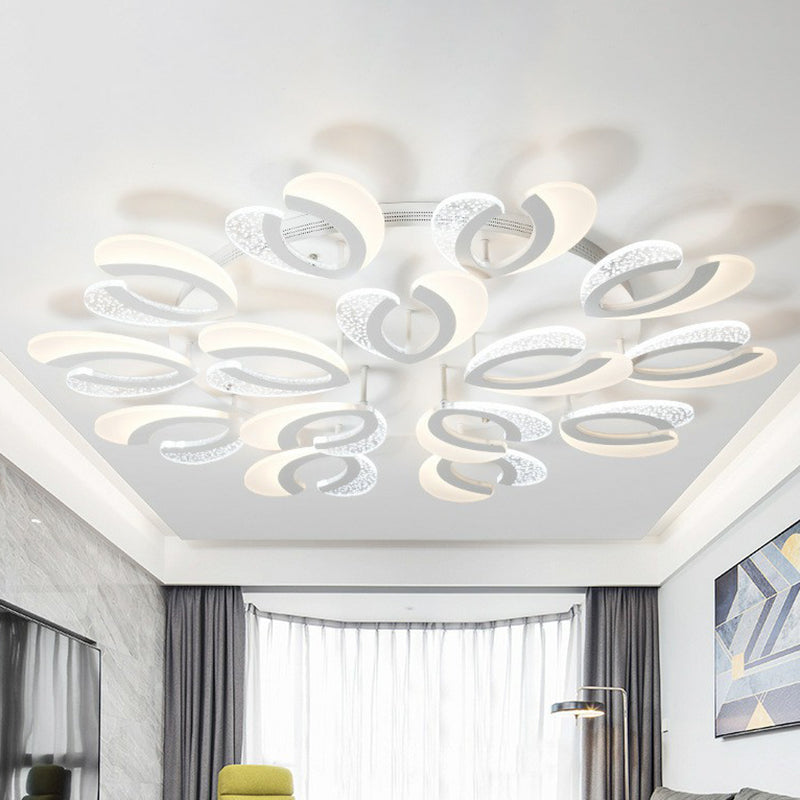 LED White Flush Ceiling Light – Stylish V-Shaped Acrylic Fixture for Modern Living Room