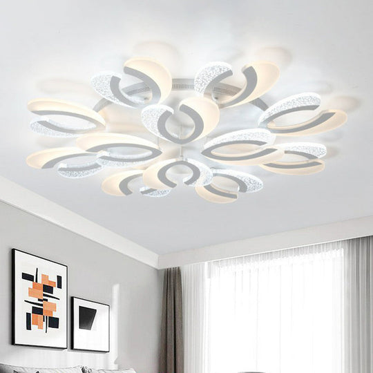 LED White Flush Ceiling Light – Stylish V-Shaped Acrylic Fixture for Modern Living Room