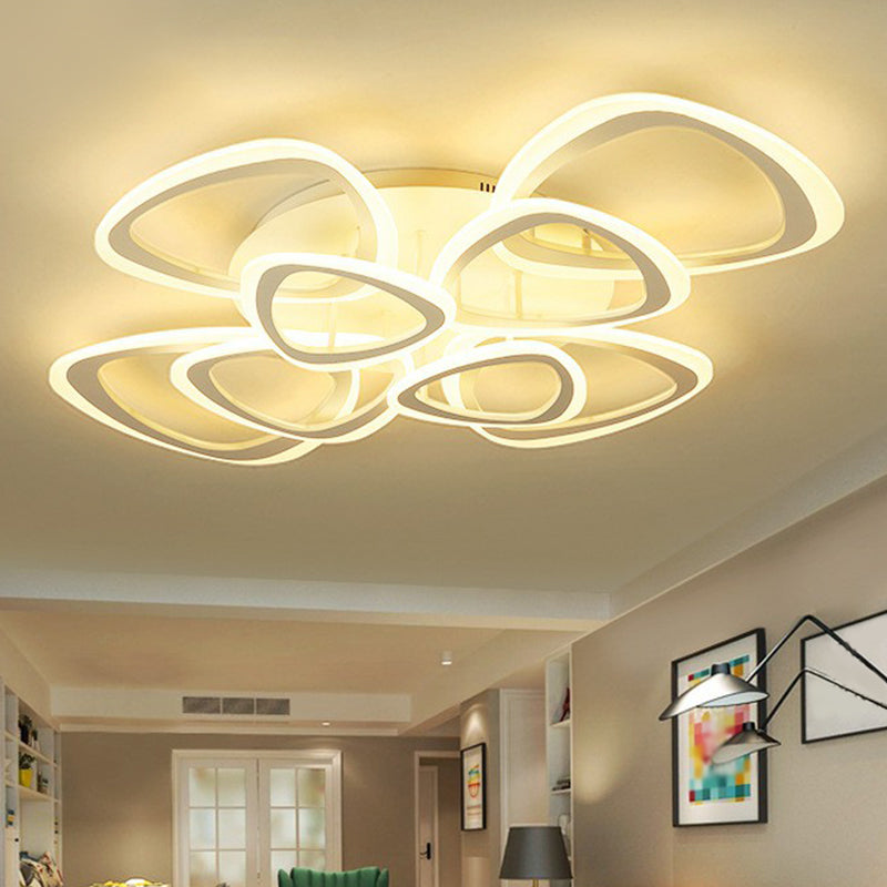 Contemporary Triangle LED Flush Mount Light for Living Room Ceiling in White Acrylic