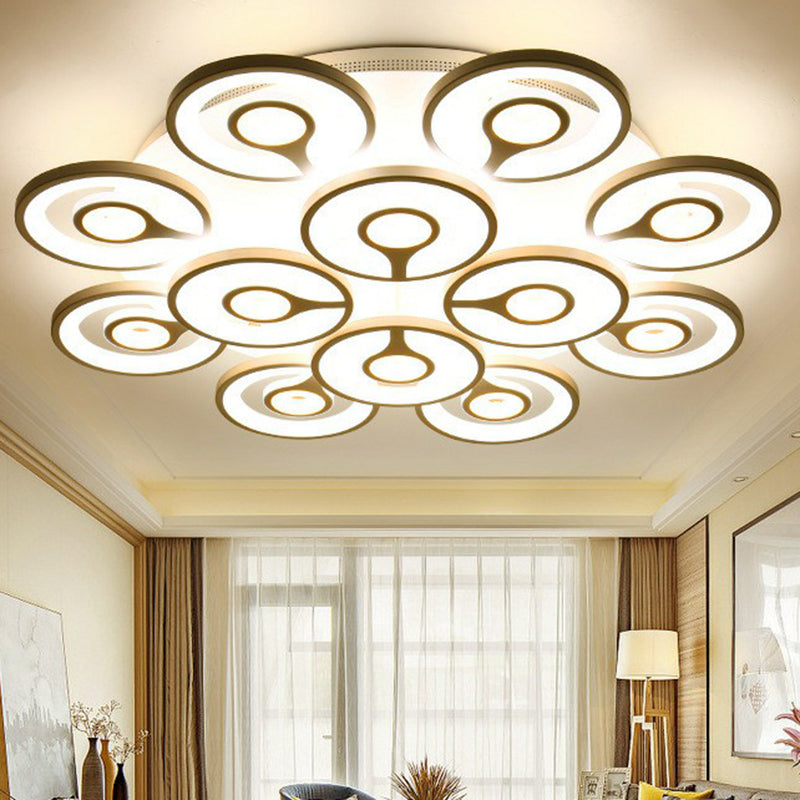 Modern White Floral LED Ceiling Light with Acrylic Fixture - Semi-Flush Mount for Living Room