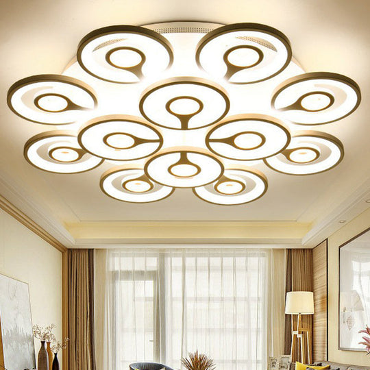 Modern White Floral Led Ceiling Light With Acrylic Fixture - Semi-Flush Mount For Living Room 12 /