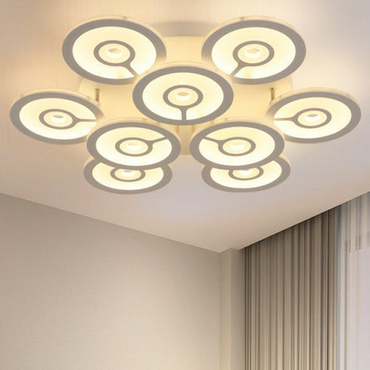 Modern White Floral Led Ceiling Light With Acrylic Fixture - Semi-Flush Mount For Living Room 9 /