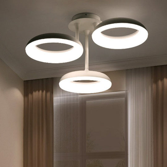 White Simplicity Circle LED Semi Flush Light for Living Room Ceiling