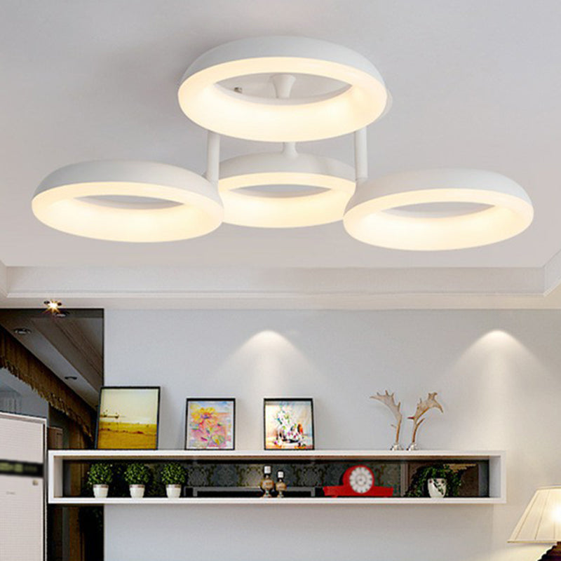 White Simplicity Circle LED Semi Flush Light for Living Room Ceiling