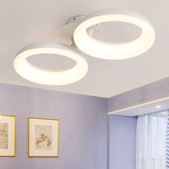 White Simplicity Circle LED Semi Flush Light for Living Room Ceiling