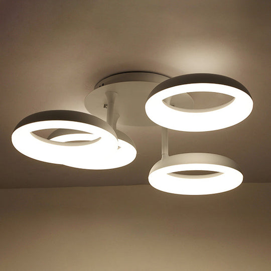 White Simplicity Circle LED Semi Flush Light for Living Room Ceiling