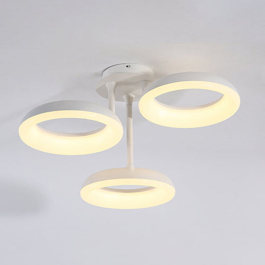 White Simplicity Circle LED Semi Flush Light for Living Room Ceiling