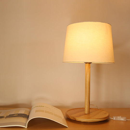 Tapered Table Light: Contemporary 1-Light Nightstand Lighting For Bedroom Wood Design / E