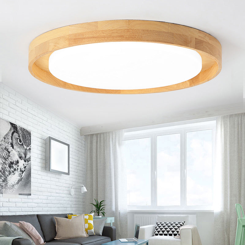 Japanese Style LED Wood Flush Ceiling Light for the Bedroom