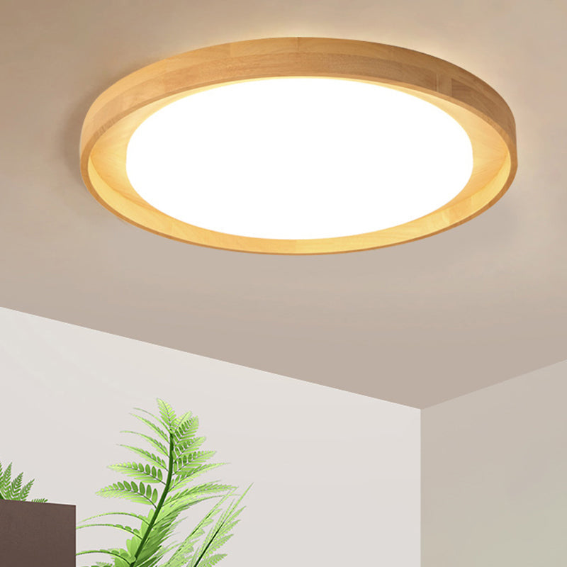 Japanese Style LED Wood Flush Ceiling Light for the Bedroom