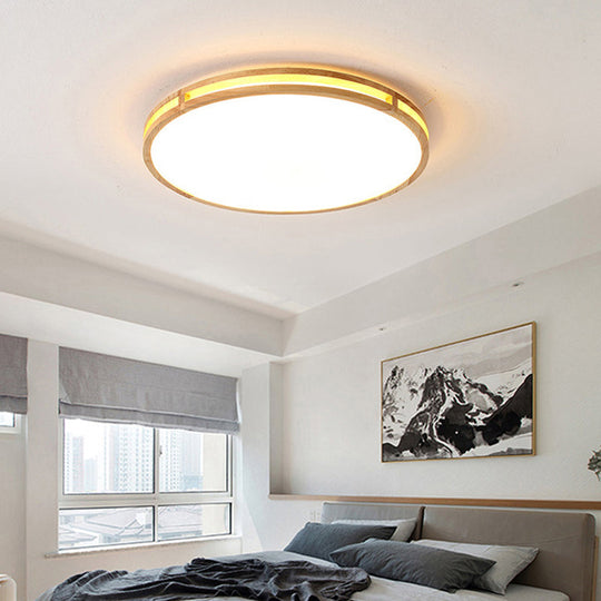 Minimalist Wood LED Flush Mount Lighting for Bedrooms