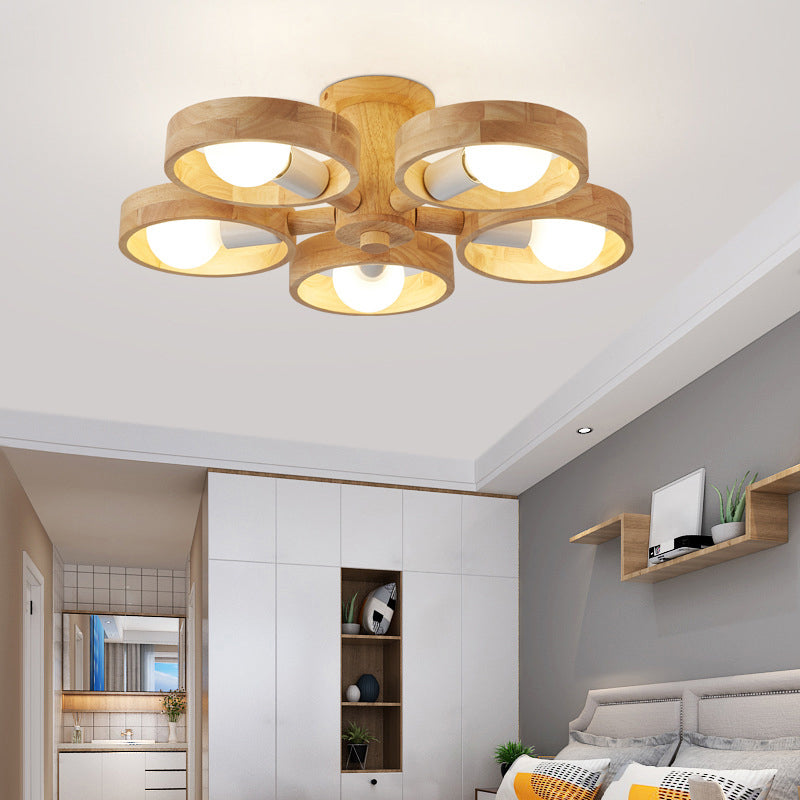 Contemporary Wood Circular Ceiling Chandelier Light for Living Room