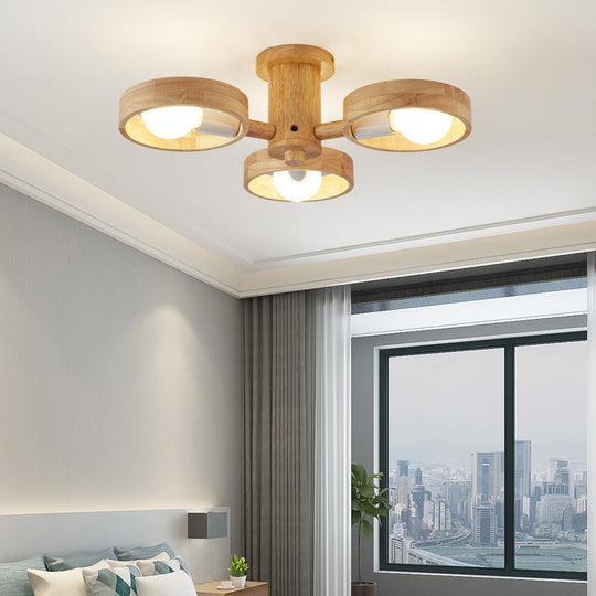 Contemporary Wood Circular Ceiling Chandelier Light for Living Room