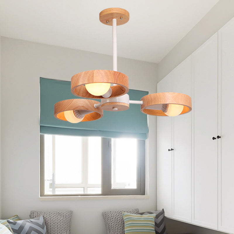 Sleek Wooden Circle Chandelier Pendant Light for Bedroom Decor