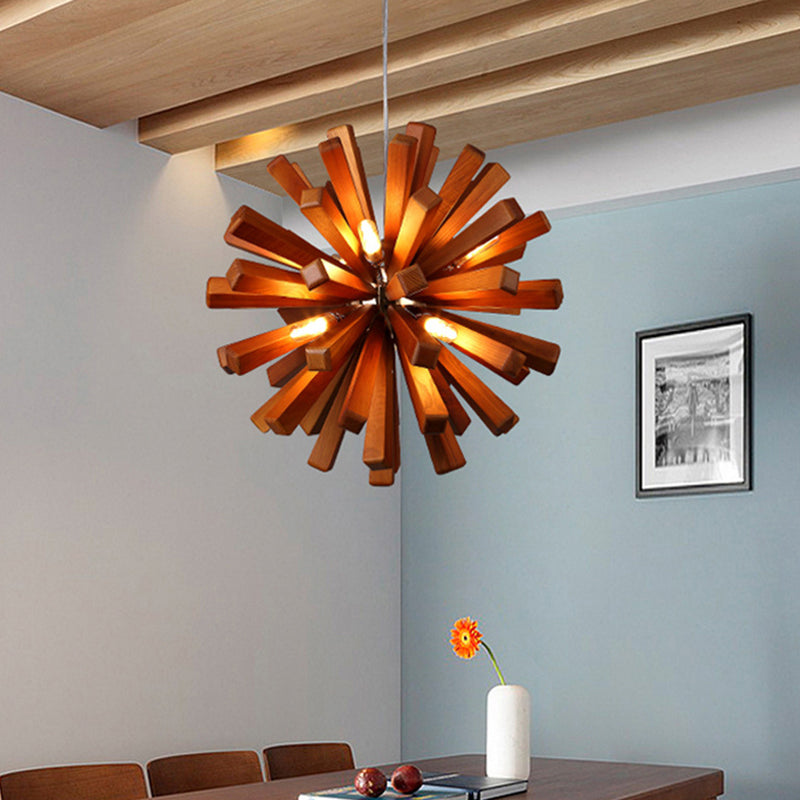 Nordic Style Wood Dandelion Chandelier For Restaurants - Ceiling Light Fixture