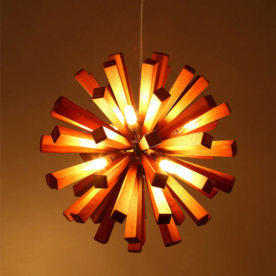 Nordic Style Wood Dandelion Chandelier For Restaurants - Ceiling Light Fixture