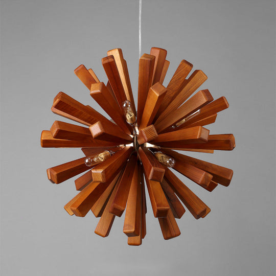 Nordic Style Wood Dandelion Chandelier For Restaurants - Ceiling Light Fixture