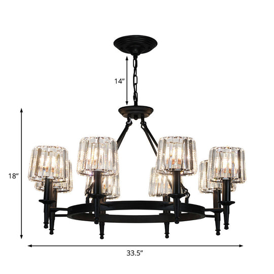 Contemporary Crystal Chandelier 6/8 Bulbs Black Pendant Light For Living Room