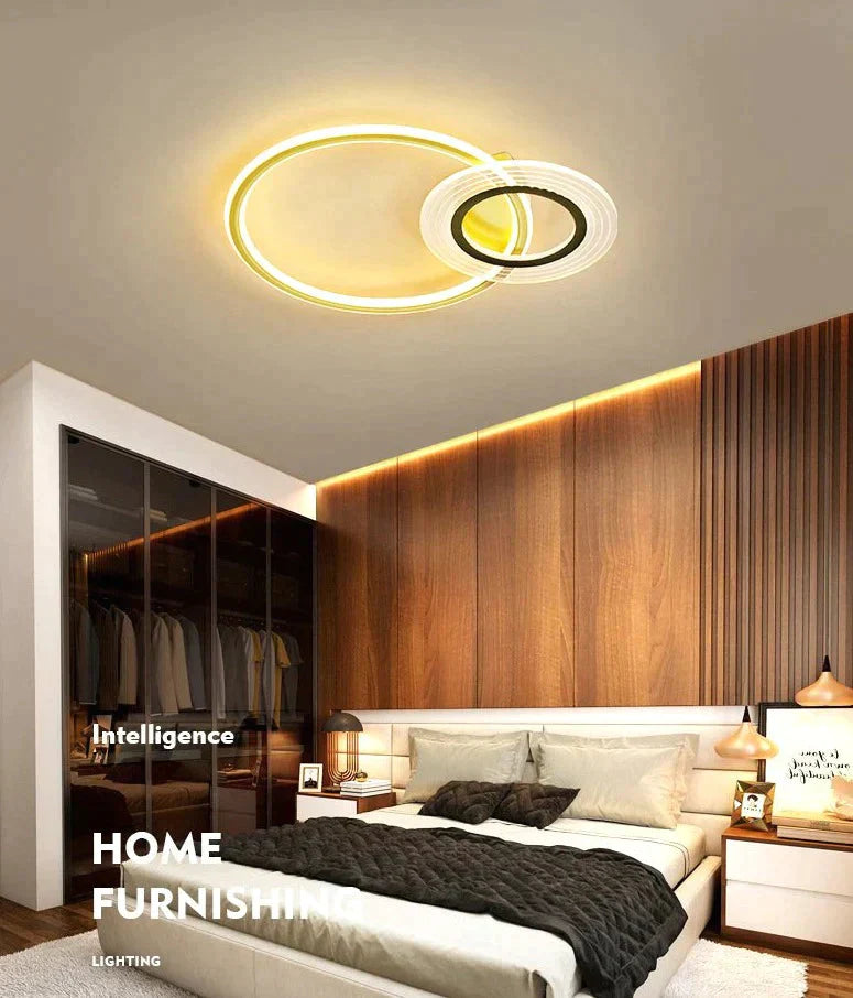 Modern Simple Circle Warm Room Living Led Ceiling Lamp