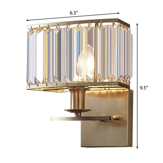 Vintage Crystal Wall Sconce With Brass Backplate