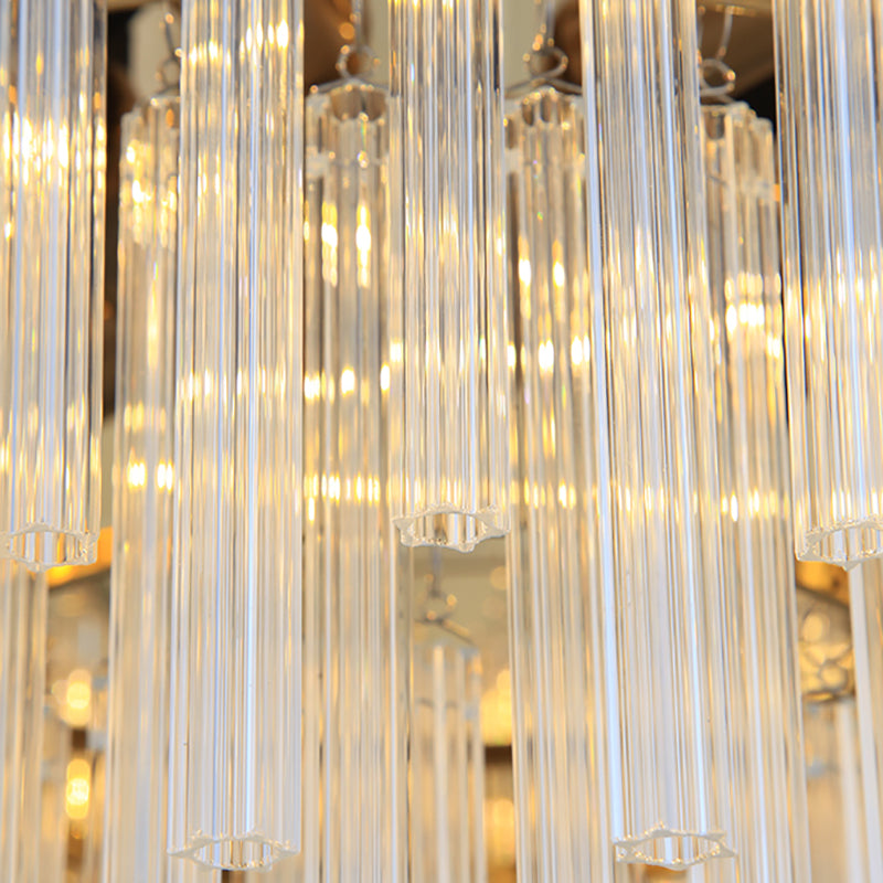 Modern Tapered Chandelier - Clear Glass 6 Lights Gold Ceiling Pendant