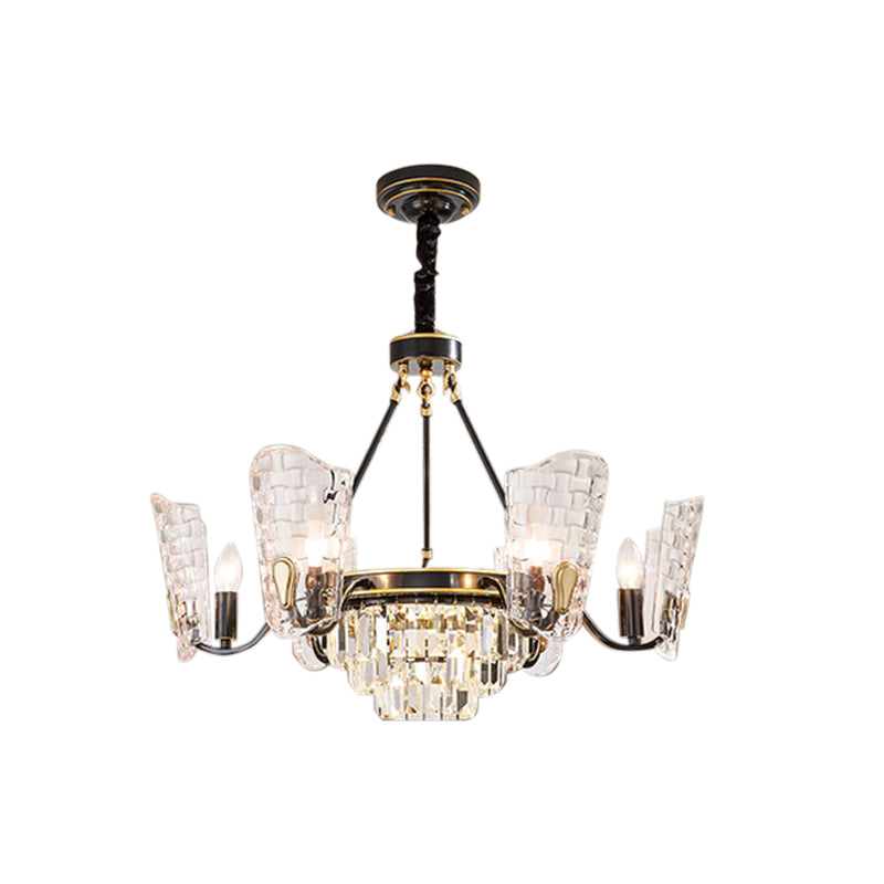 Lustre de plafond moderne en cristal - 4/6/8 lumières - Kit de suspension noir