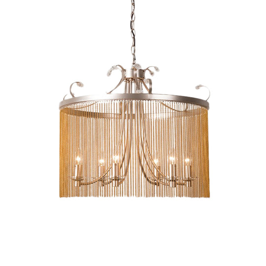 Modern Gold Cylinder Crystal Chandelier Pendant Light - 3/5/6 Lights 15/19.5/24.5 Wide