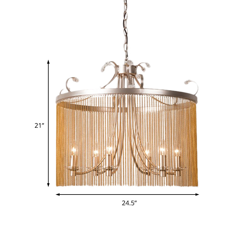 Modern Gold Cylinder Crystal Chandelier Pendant Light - 3/5/6 Lights 15/19.5/24.5 Wide