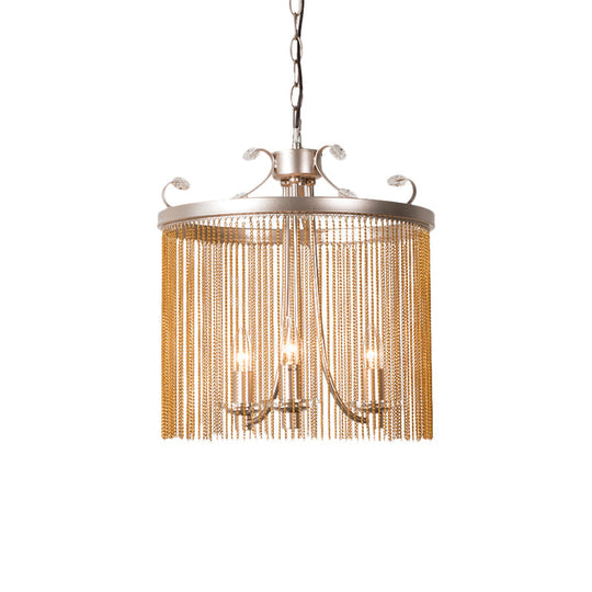 Lustre cylindrique moderne en cristal - Suspension dorée, 3/5/6 lumières, 15"/19,5"/24,5" de large