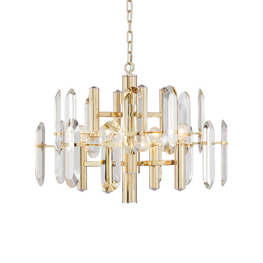 Modern Gold Chandelier Light Fixture With Metal Frame And 8/10 Hanging Lights - 23.5/31.5 Wide