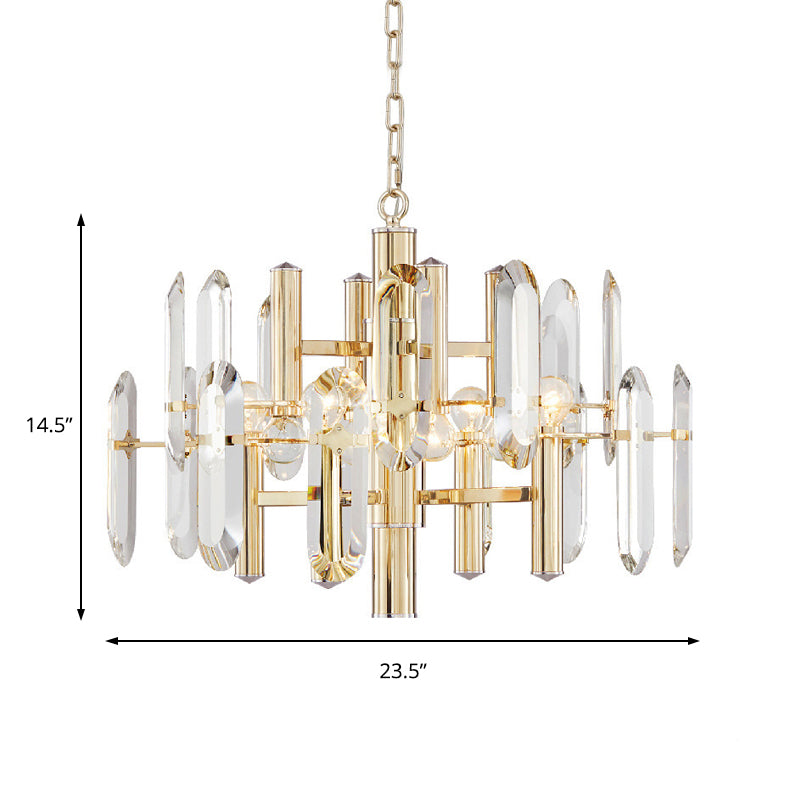 Modern Gold Chandelier Light Fixture With Metal Frame And 8/10 Hanging Lights - 23.5/31.5 Wide