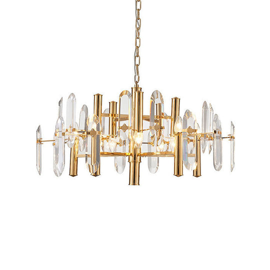 Modern Gold Chandelier Light Fixture With Metal Frame And 8/10 Hanging Lights - 23.5/31.5 Wide