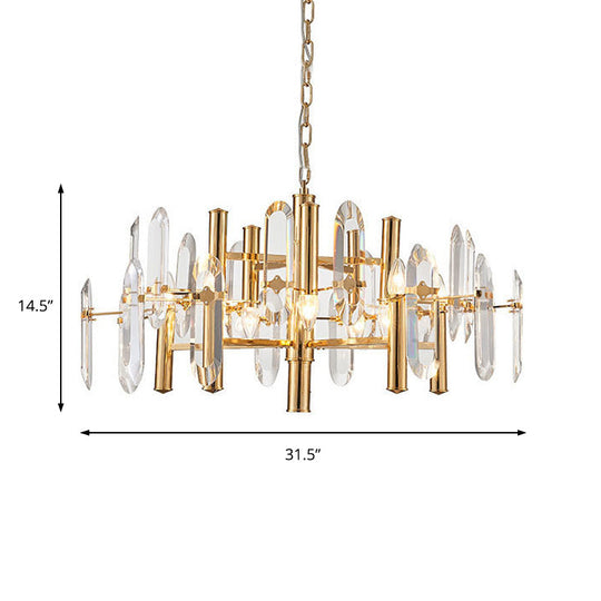 Modern Gold Chandelier Light Fixture With Metal Frame And 8/10 Hanging Lights - 23.5/31.5 Wide