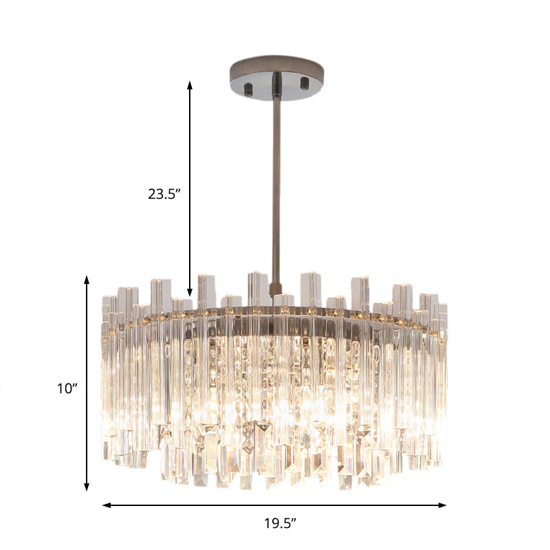 Modern Chrome Chandelier: 5-Light Dining Room Pendant With Prism Crystal