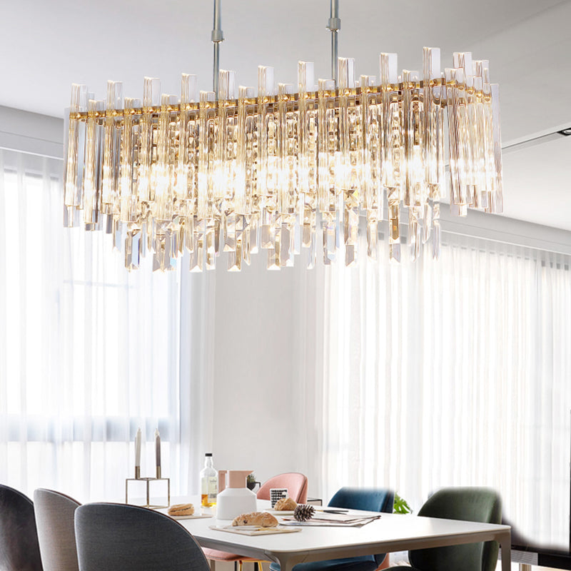 Modern Chrome Chandelier: 5-Light Dining Room Pendant With Prism Crystal