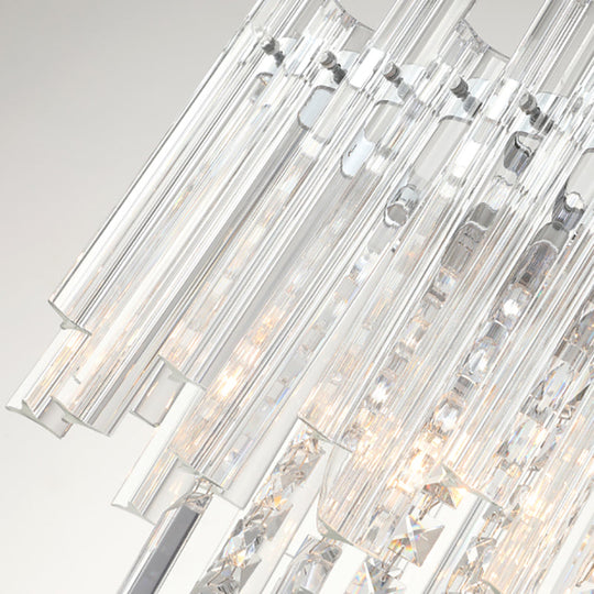 Modern Chrome Chandelier: 5-Light Dining Room Pendant With Prism Crystal