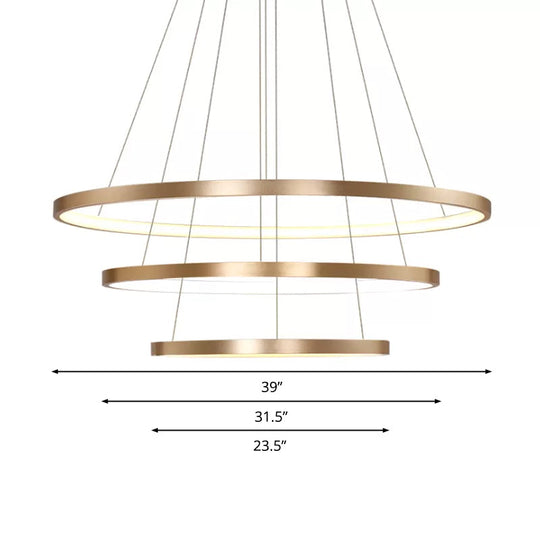 23.5/31.5 Gold Loop Chandelier Pendant With Modern Led Acrylic Ceiling Light In Warm/White