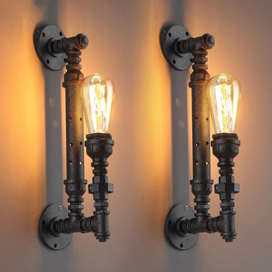 Retro Style Pipe Arm Wall Light For Restaurants - Metallic Lighting Fixture