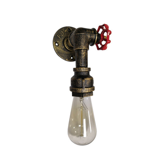 Iron Wall Mount Light Industrial Valve Handle Single Corridor Fixture Bronze