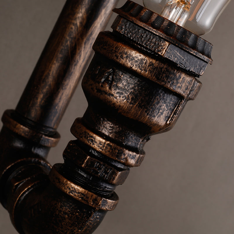 Vintage Iron Wall Light Fixture For Restaurants With Rustic Water Pipe Design And Dual Bulbs