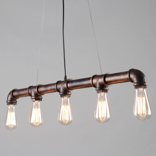 Vintage Iron Pendant Light With 5 Heads - Ideal For Restaurant Island Bars